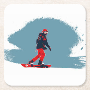 Dessous-de-verre Carré En Papier Je rêve de snowboard - Snowboardeur