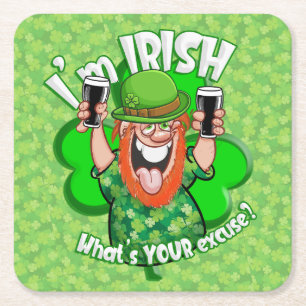 Dessous-de-verre Carré En Papier Je suis Irlandais - Quelle est VOTRE excuse ?
