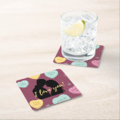 Dessous-de-verre Carré En Papier Je T'Aime Candy Hearts Couple (En situation)