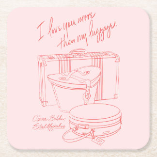 Dessous-de-verre Carré En Papier "Je t'aime plus que mes bagages" Dessous de verre