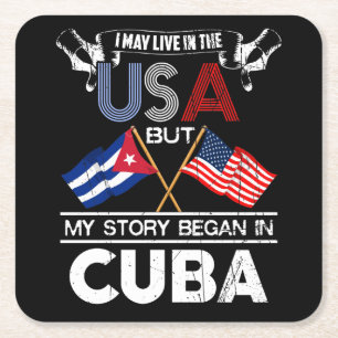 Dessous-de-verre Carré En Papier Je Vis Peut-Être Aux États-Unis Mais Mon Histoir