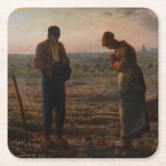 Dessous-de-verre Carré En Papier Jean-François Millet - L'Angelus (Devant)