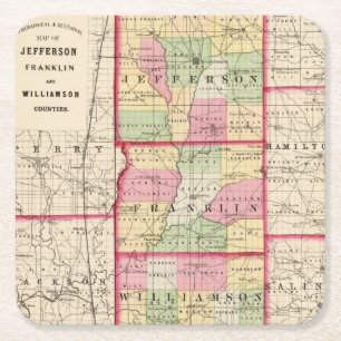 Dessous-de-verre Carré En Papier Jefferson, Franklin, comtés de Williamson
