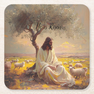 Dessous-de-verre Carré En Papier Jésus-Christ Pâques religieuses catholiques