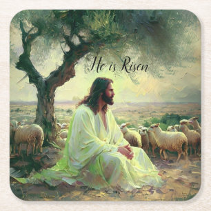 Dessous-de-verre Carré En Papier Jésus-Christ Religieux Pâques Catholique