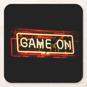 Dessous-de-verre Carré En Papier Jeu Allumé Enseigne Néon Sports Jeux Vidéo Joueur