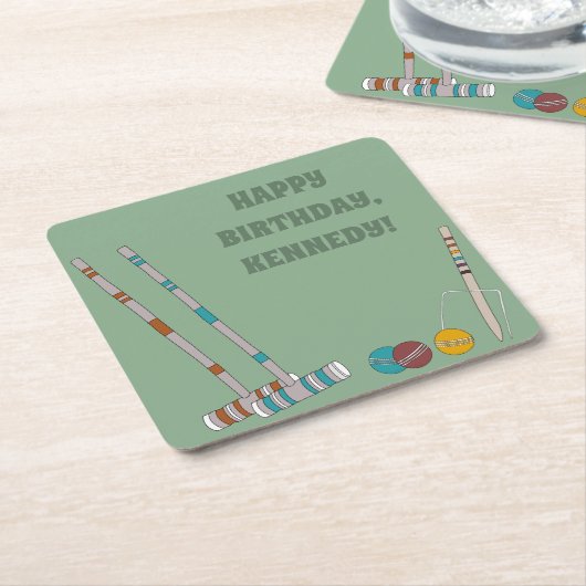 Dessous-de-verre Carré En Papier Jeu de croquet, Jeu de triage Personnalisé Fête ex (Incliné)