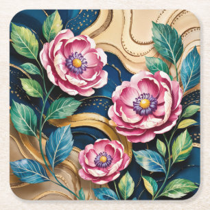 Dessous-de-verre Carré En Papier Jeu de Dessous de verre Arts numériques roses
