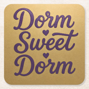 Dessous-de-verre Carré En Papier Jeu de Dessous de verre de script Dorm Sweet Dorm