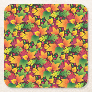 Dessous-de-verre Carré En Papier Jeu de Dessous de verre Feuilles d'automne