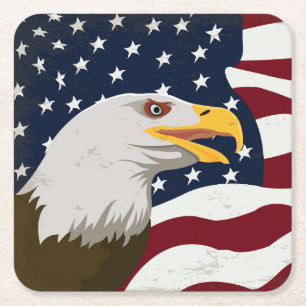 Dessous-de-verre Carré En Papier Jeu de Dessous de verre très Cool Eagle & USA