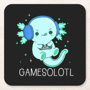 Dessous-de-verre Carré En Papier Jeux Kawaii Axolotl Axolotl Joueur