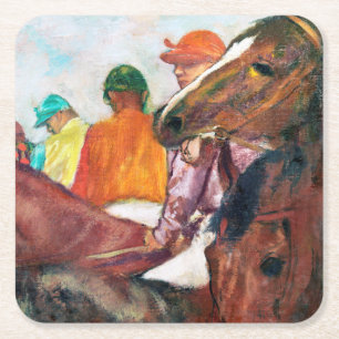 Dessous-de-verre Carré En Papier Jockey et cheval, Edgar Degas