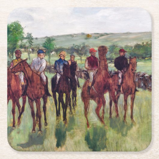 Dessous-de-verre Carré En Papier Jockeys et chevaux de course, Edgar Degas (Devant)