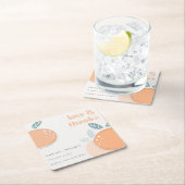 Dessous-de-verre Carré En Papier Joli Abstrait Orange Fruity Bold Mariage Merci (En situation)