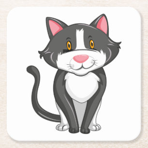 Dessous-de-verre Carré En Papier Joli cadeau Amoureux des chats Gris Kitten Gris Dr