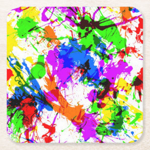 Dessous-de-verre Carré En Papier Joli design coloré de peinture éclatante