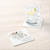 Dessous-de-verre Carré En Papier Joli floraux d'été bleu rose (En situation)