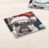 Dessous-de-verre Carré En Papier Joli French Bulldog Père Noël Noël Conception (Incliné)