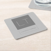 Dessous-de-verre Carré En Papier Joli Monogramme Gris Plaine (Incliné)