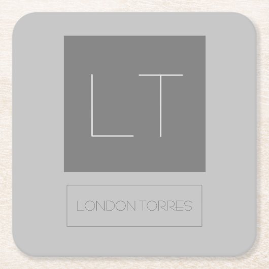 Dessous-de-verre Carré En Papier Joli Monogramme Gris Plaine (Devant)