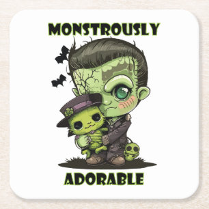 Dessous-de-verre Carré En Papier Joli monstre de Frankenstein avec peluche