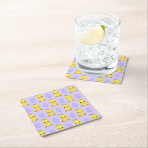 Dessous-de-verre Carré En Papier Joli motif de Pâques poulet jaune violet
