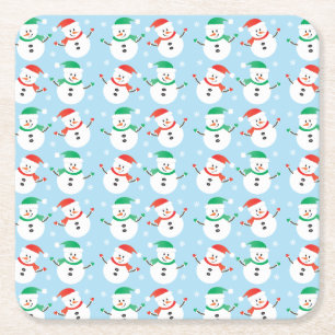 Dessous-de-verre Carré En Papier Joli Motif Noël Snowman