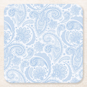 Dessous-de-verre Carré En Papier Joli motif paisley bleu blanc