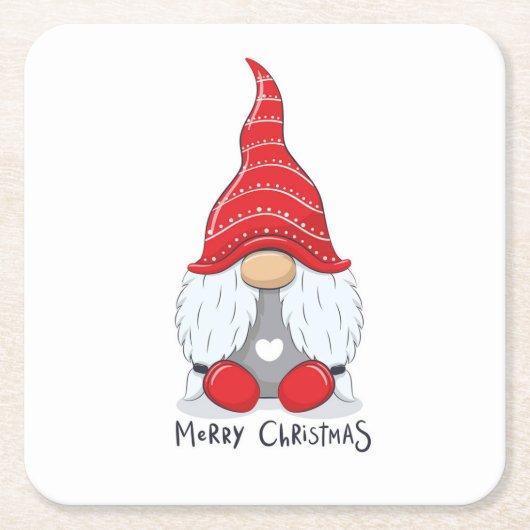 Dessous-de-verre Carré En Papier Joli Noël Gnome Aquarelle Art Boisson Coa (Devant)