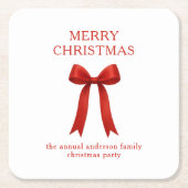 Dessous-de-verre Carré En Papier Joli Noël Rouge Bow (Devant)