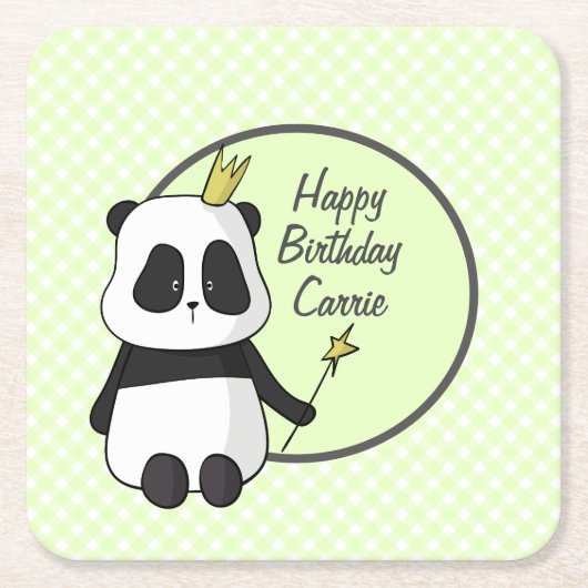 Dessous-de-verre Carré En Papier Joli Panda d'anniversaire (Devant)