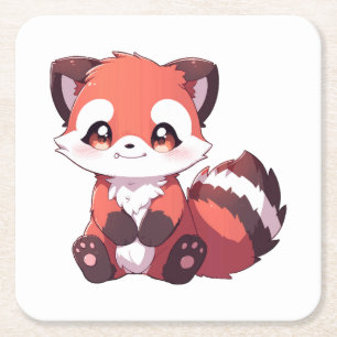 Dessous-de-verre Carré En Papier joli panda roux