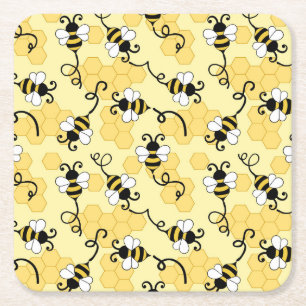 Dessous-de-verre Carré En Papier Joli petit motif abeilles
