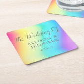 Dessous-de-verre Carré En Papier Joli Rainbow Fade Personnalisé Mariage LGBTQ (Incliné)
