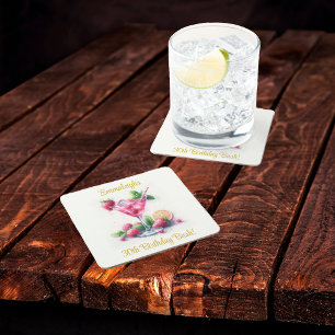 Dessous-de-verre Carré En Papier Jolie en rose 30e anniversaire fête