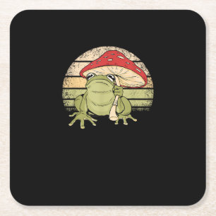 Dessous-de-verre Carré En Papier Jolie esthétique Cottagecore Grenouille Champignon