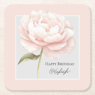 Dessous-de-verre Carré En Papier Jolie Fleur Rose Blanche Rose Fête d'Anniversaire