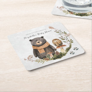 Dessous-de-verre Carré En Papier Jolie forêt d'automne Shower de bébé