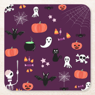 Dessous-de-verre Carré En Papier Jolie Halloween Art Creepy