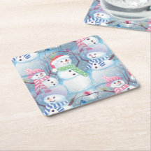 Jolie saison hivernale Snowmen Aquarelle Art