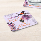 Dessous-de-verre Carré En Papier Jolie sorcière Spooktacular Anniversaire fête d'Ha (Incliné)