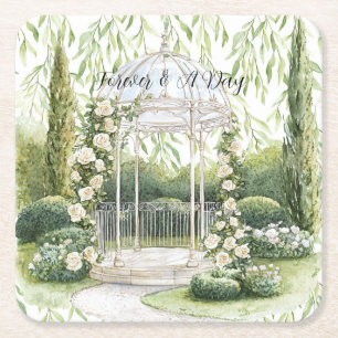 Dessous-de-verre Carré En Papier Jolies Roses Fleur Romance Jardin Mariage