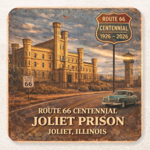 Dessous-de-verre Carré En Papier Joliet Prison Route 66 Accessoires de Bar