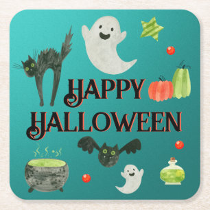 Dessous-de-verre Carré En Papier Jolis dessous de verre en papier carré Halloween s