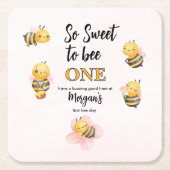 Dessous-de-verre Carré En Papier Jote Bee One Rose Noir Première fête d'anniversair (Devant)