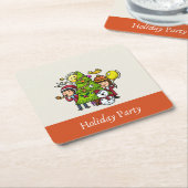 Dessous-de-verre Carré En Papier Jouer Mignonne main dessinée Fête Noël (Incliné)