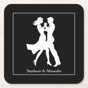 Dessous-de-verre Carré En Papier Jour d'anniversaire conjoint Adultes Golden Dance 
