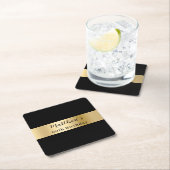 Dessous-de-verre Carré En Papier Jour d'anniversaire du nom d'or noir (En situation)