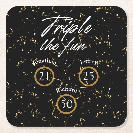 Dessous-de-verre Carré En Papier Jour d'anniversaire triple Le plaisir (Devant)